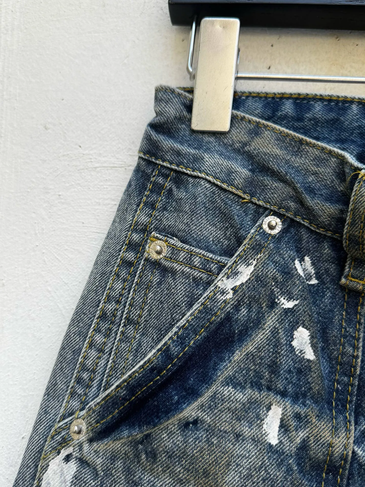 P260💰G97 GALLERY DEPT. Logging retro old stained ink denim bell bottoms washed jeans Size: 28 30 32 34 36